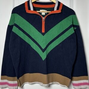 Maeve by Anthropologie Multicolor Quarter Zip Pullover Sweater Maximalist Style